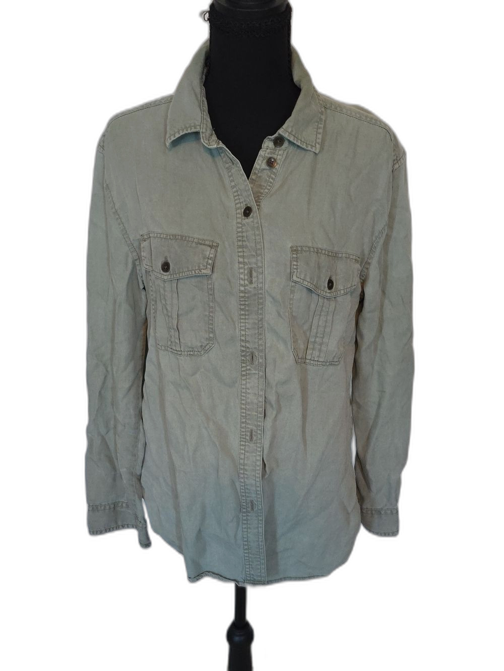 American Eagle Light Sage Green Button-Front Top